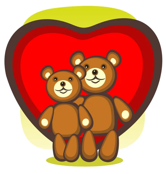 Ursos e coração — Fotografia de Stock