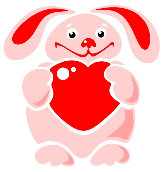 Glad kanin med hjärta — Stockfoto