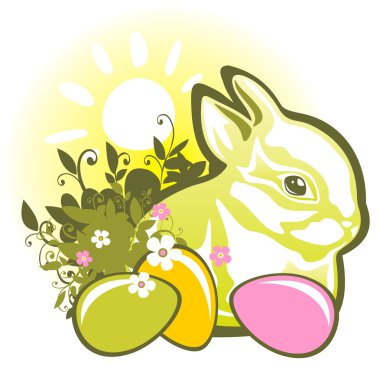 Easter rabbit and eggs clipart