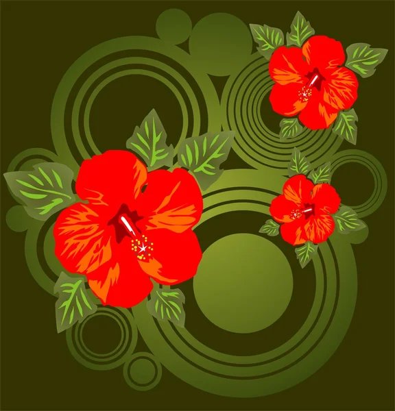 Bloemen en groene patroon — Stockfoto