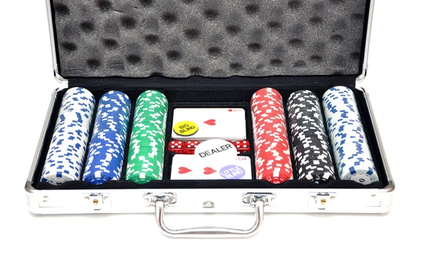 Fallet med en uppsättning av poker — Stockfoto
