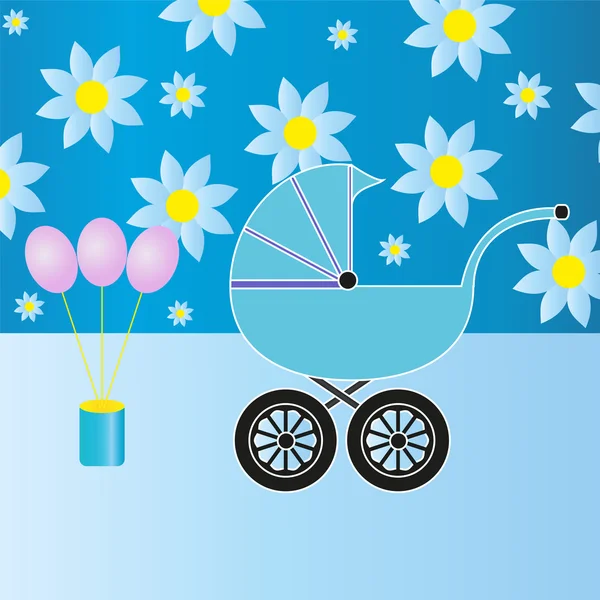 Blue baby wandelwagen — Stockvector