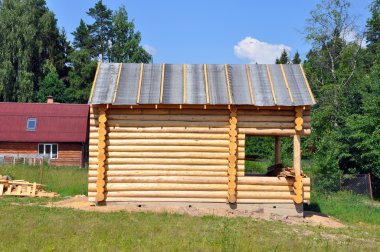 Wooden frame on the dacha clipart