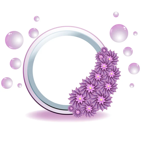 自然、花の円のロゴ — ストックベクタ