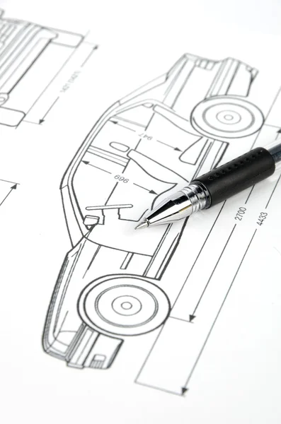 Автомобіль blueprint — стокове фото