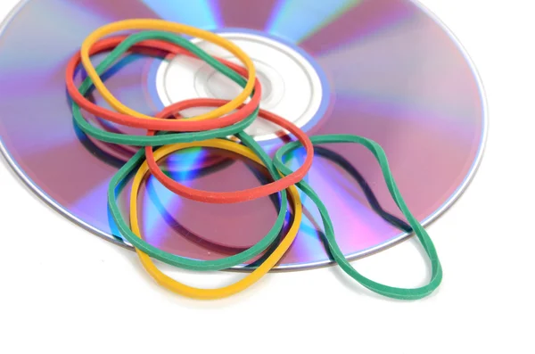 Rubber bands and DVD — Stock Photo, Image
