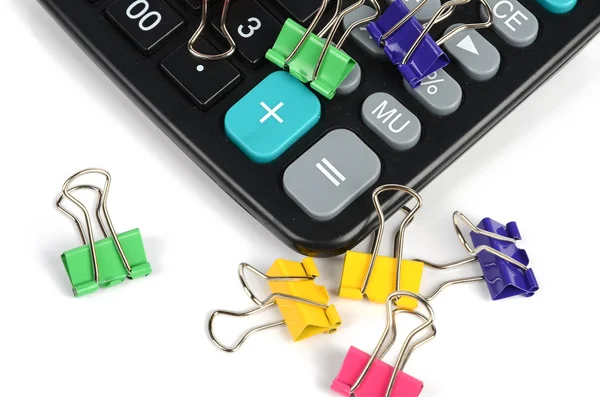 Calculator and paper clips — Stock Photo, Image