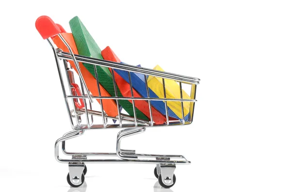Shopping cart and chinese tangram — Stock Photo, Image