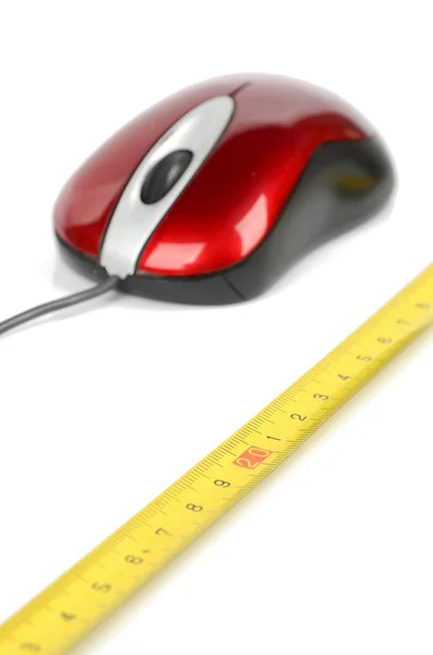 Computer mouse and tape line — Stock Photo, Image