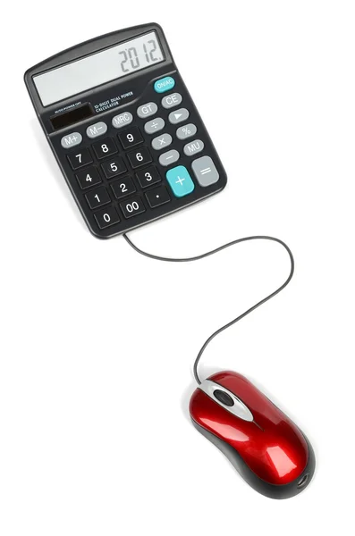 Computador mouse e calculadora — Fotografia de Stock