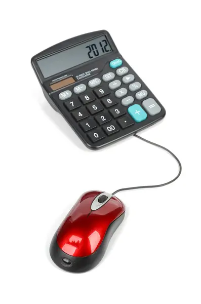 コンピューターのマウスと電卓 — ストック写真