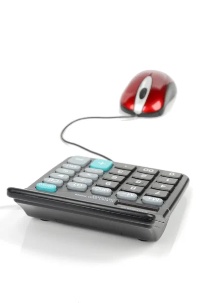 Computador mouse e calculadora — Fotografia de Stock