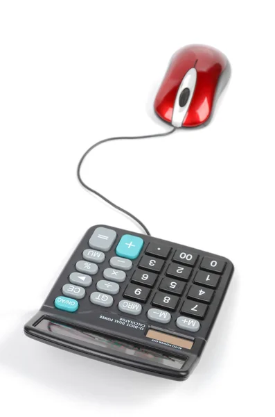 Компьютерная мышь и калькулятор — стоковое фото