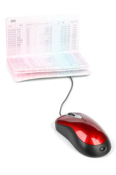 Mouse de computador e caderno — Fotografia de Stock