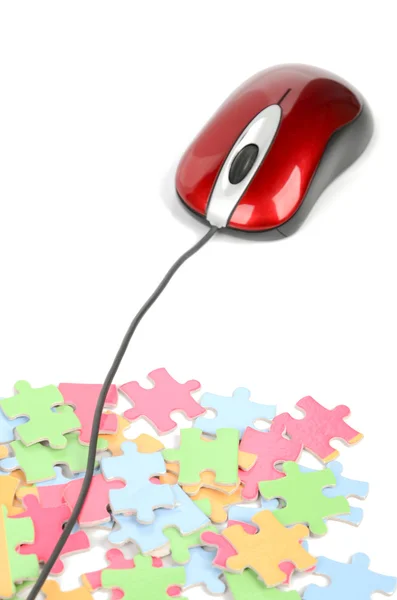 Computer mouse e Puzzle — Foto Stock