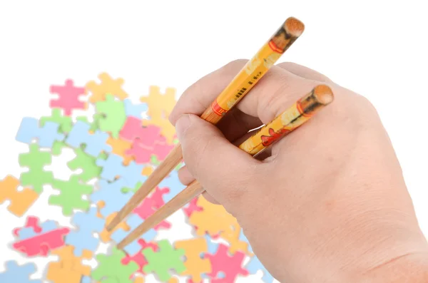 Puzzel en chopstick — Stockfoto