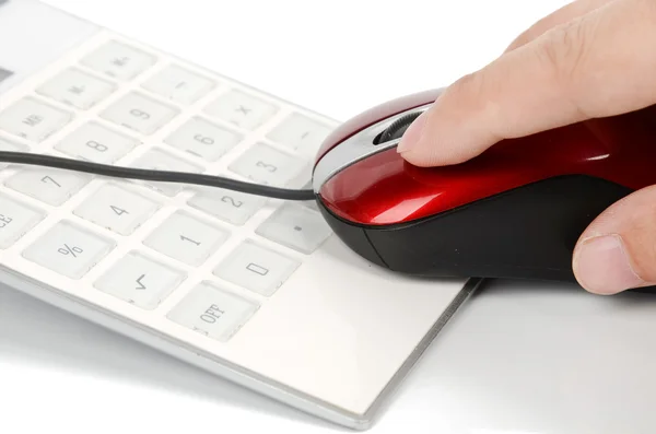 Calculator and computer mouse — Stock Photo, Image