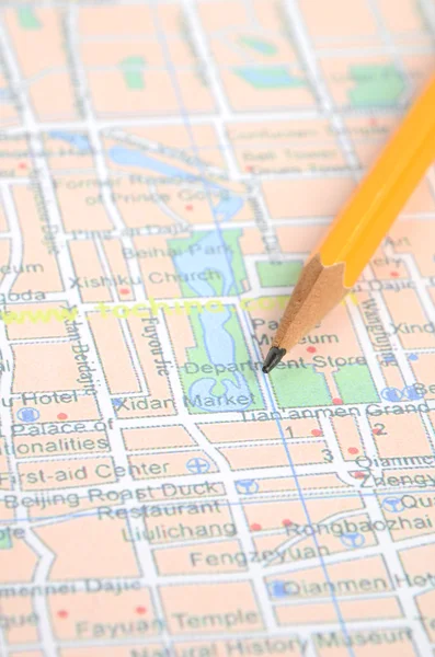 Ołówek i mapa — Zdjęcie stockowe