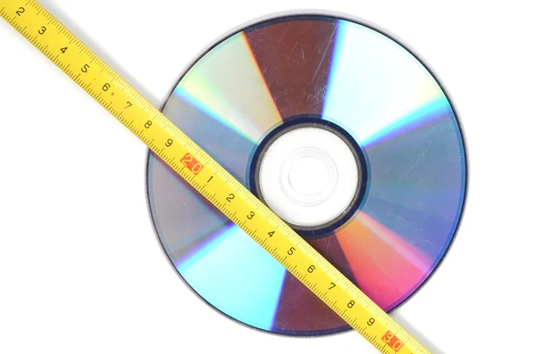DVD and steel tape — Stock Photo, Image