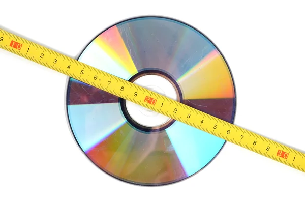 DVD and steel tape — Stock Photo, Image