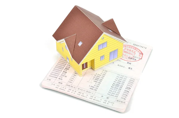 Model house and bankbook — Stock Photo, Image