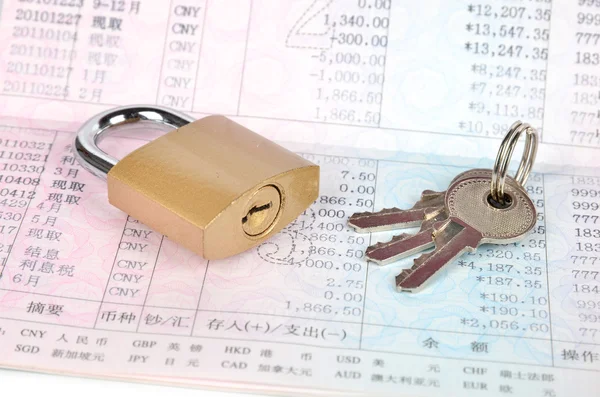 stock image Padlock and bankbook