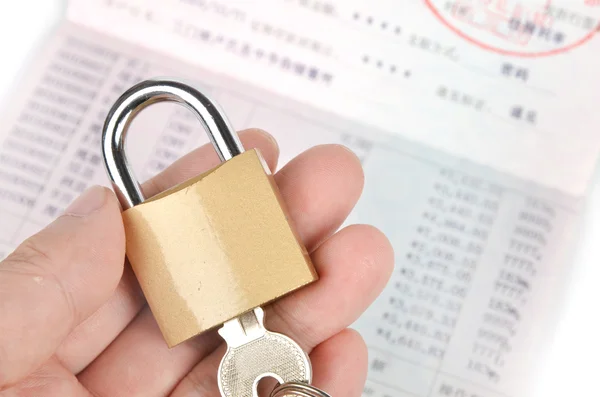 stock image Padlock and bankbook