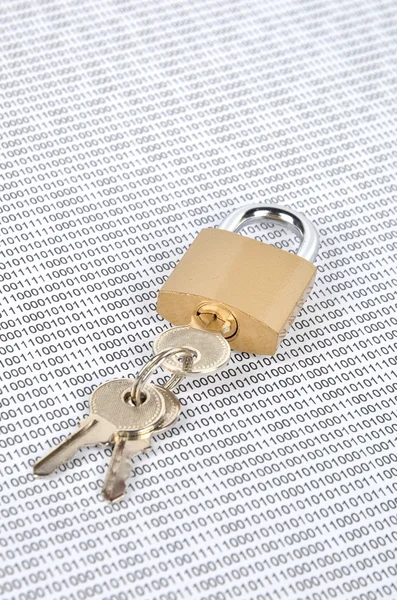 รหัสไบนารีและกุญแจ — ภาพถ่ายสต็อก
