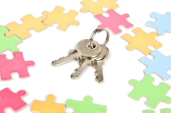 Puzzle y llave — Foto de Stock
