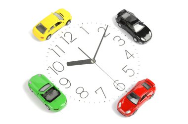 Toy car and clock face clipart