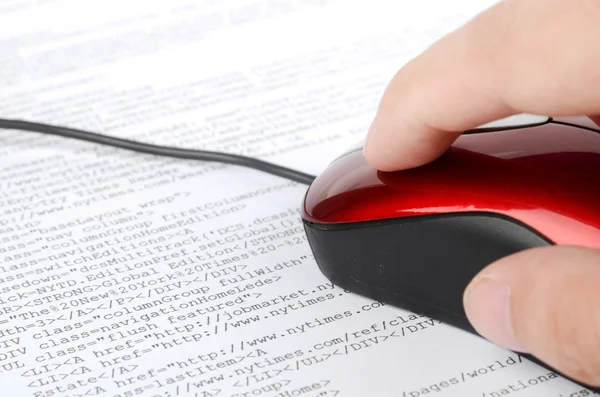 Computer mouse and html page — Stock Photo, Image