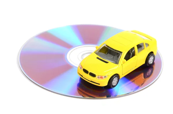 DVD och leksak bil — Stockfoto