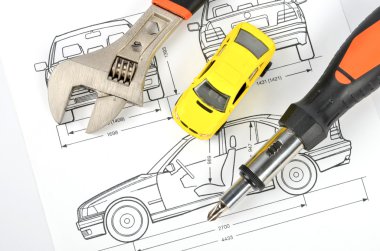 Car blueprint clipart