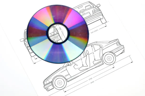 Auto blueprint a dvd — Stock fotografie