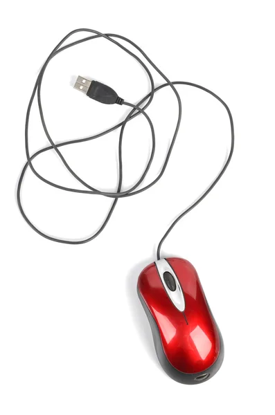 Červená počítačová myš — Stock fotografie