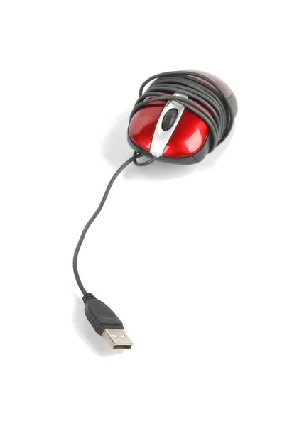 Červená počítačová myš — Stock fotografie