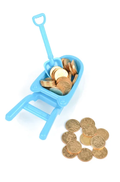 stock image Toy pushcart and coins