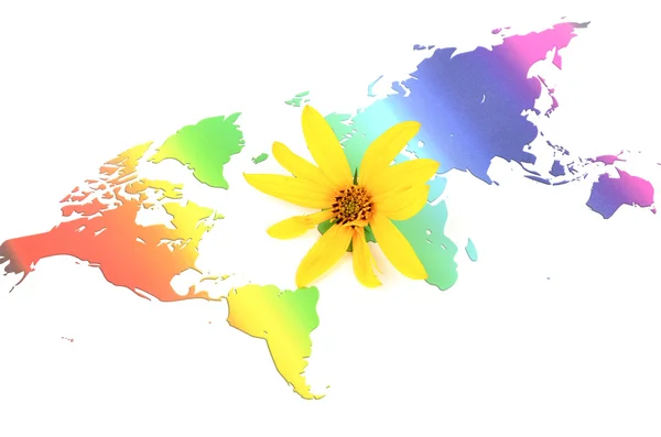 Jerusalén alcachofa flor y mapa del mundo —  Fotos de Stock