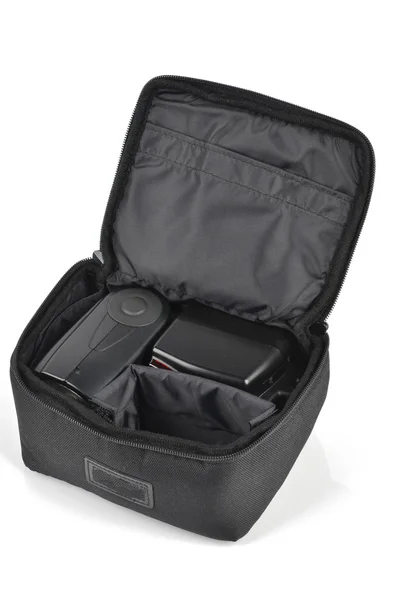 Fotocamera flash e borsa — Foto Stock