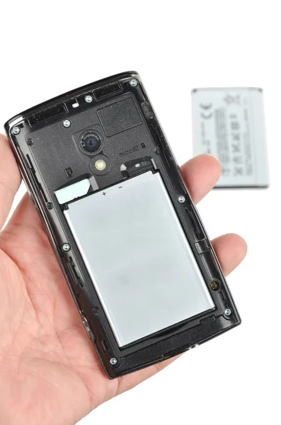 Slimme telefoon en batterij — Stockfoto