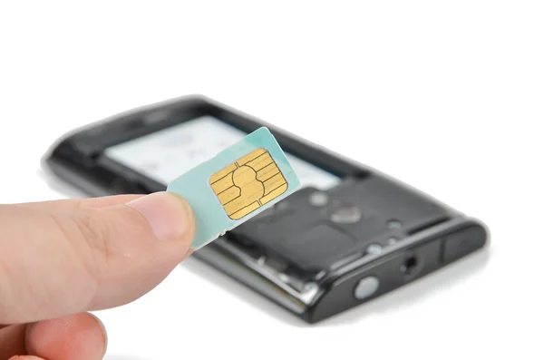 Telefon inteligent și card SIM — Fotografie, imagine de stoc