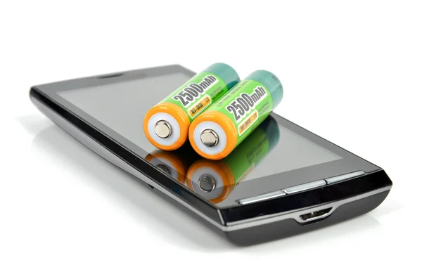 Batería y teléfono inteligente —  Fotos de Stock