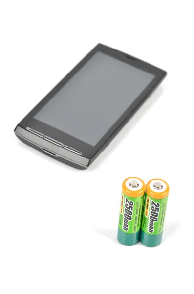 Baterie a chytrý telefon — Stock fotografie