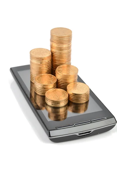 stock image Smart phone and coin