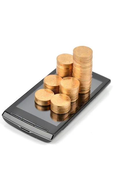 stock image Smart phone and coin