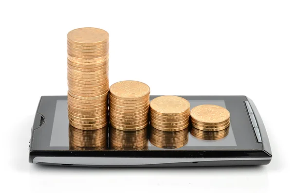 stock image Smart phone and coin