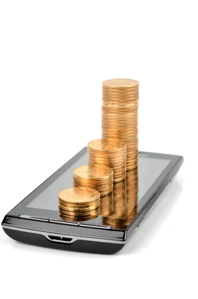 Stock image Smart phone and coin