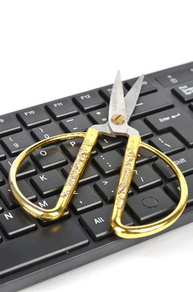 stock image Scissors and computer keyboard