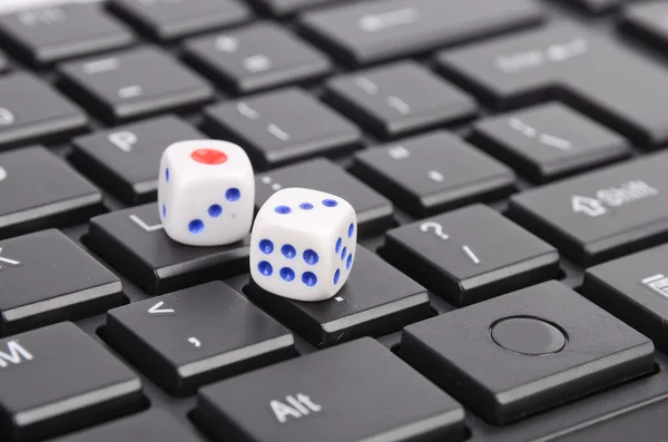 stock image Dice rolled on computer mouse