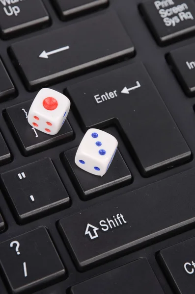 stock image Dice rolled on computer mouse